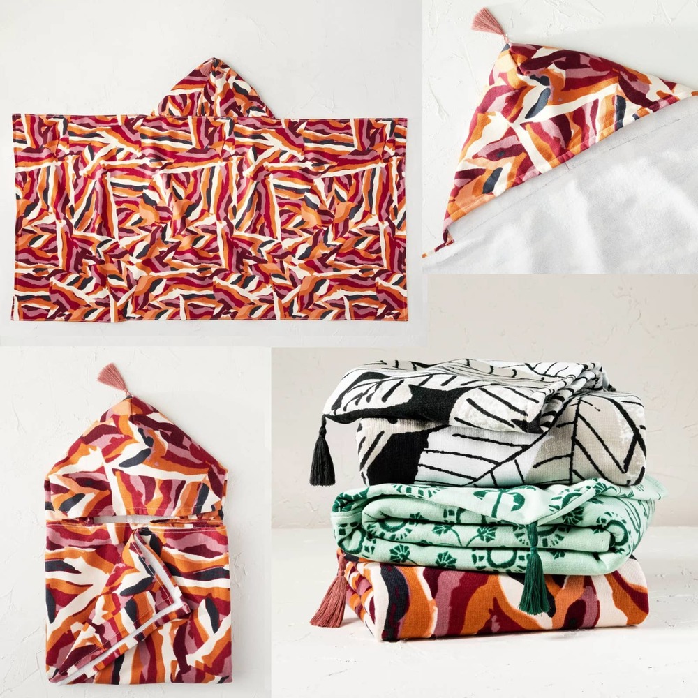 Opalhouse x Jungalow Adult Hooded Bath Towel with Tassel Pink and Red Zebra - Picture 2 of 6